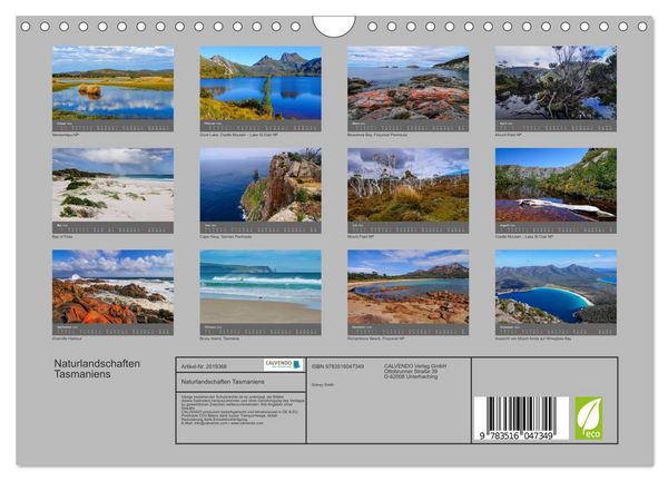 Produktbild: Naturlandschaften Tasmaniens (Wandkalender 2026 DIN A4 quer), CALVENDO Monatskalender