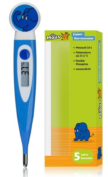 Produktbild: Bresser 13975 - DieMaus, Kinder-Fieberthermometer im Elefant-Design, digital, wasserdicht