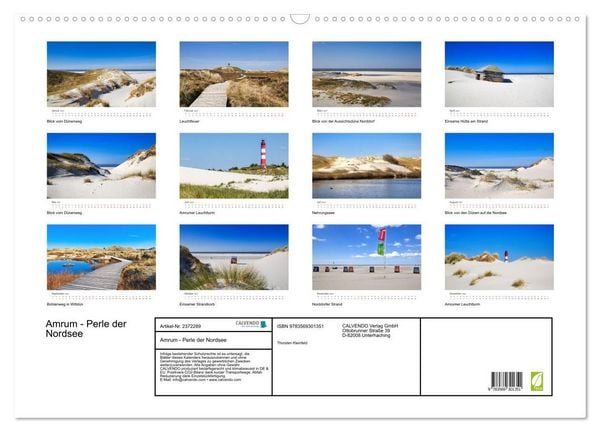 Produktbild: Amrum - Perle der Nordsee (Wandkalender 2027 DIN A2 quer), CALVENDO Monatskalender