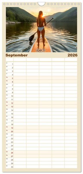Produktbild: Familienplaner 2026 - Stand up paddling - SUP mit 5 Spalten (Wandkalender, 21 x 45 cm) CALVENDO