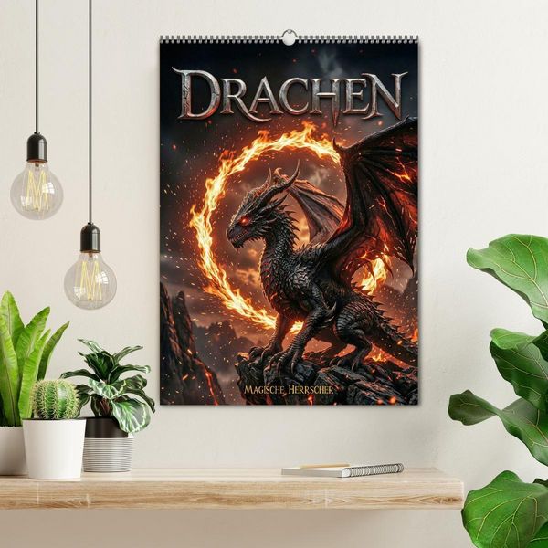 Produktbild: Drachen - Magische Herrscher, Dark‑Fantasy Wandkalender (Wandkalender 2027 DIN A2 hoch), CALVENDO Monatskalender