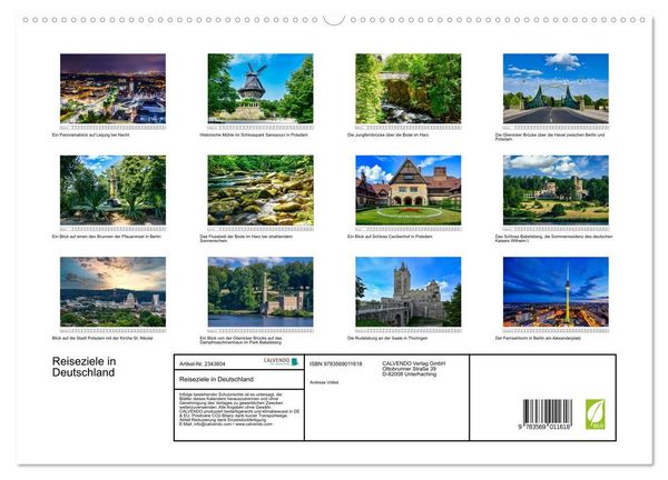 Produktbild: Reiseziele in Deutschland (hochwertiger Premium Wandkalender 2027 DIN A2 quer), Kunstdruck in Hochglanz