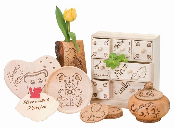 Produktbild: Brandmalkolben mit 9 Aufs&auml;tzen Euro Stecker 230V/30W