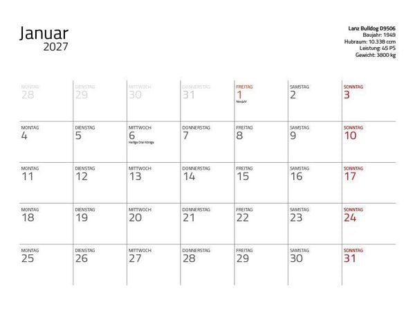 Produktbild: Traktor Klassiker 2027 &ndash; Eintragkalender