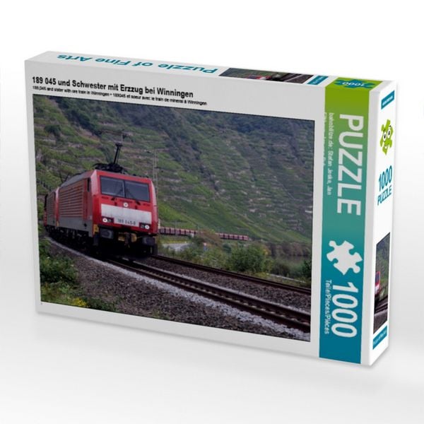 CALVENDO Puzzle 189 045 und Schwester mit Erzzug bei Winningen | 1000 Teile Lege-Größe 64 × 48 cm Foto-Puzzle für glückliche Stunden