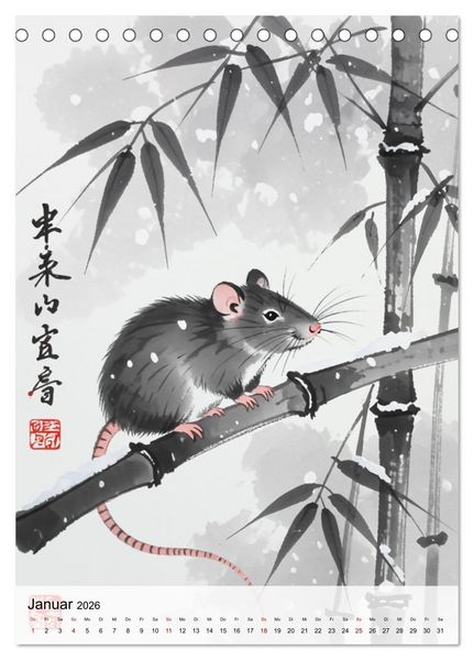 Produktbild: Die 12 chinesischen Tierkreiszeichen (Tischkalender 2026 DIN A5 hoch), CALVENDO Monatskalender