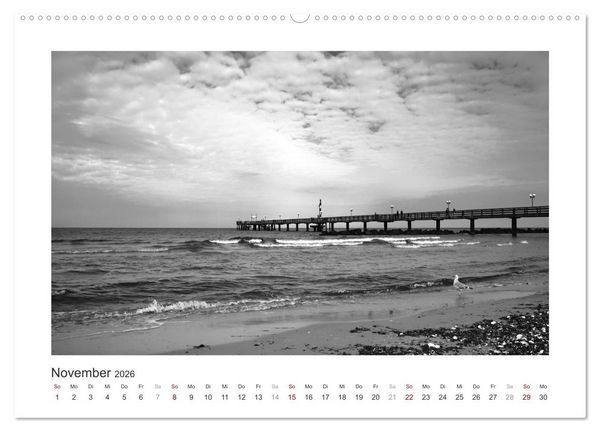 Produktbild: Monochrom Meer (Wandkalender 2026 DIN A2 quer), CALVENDO Monatskalender