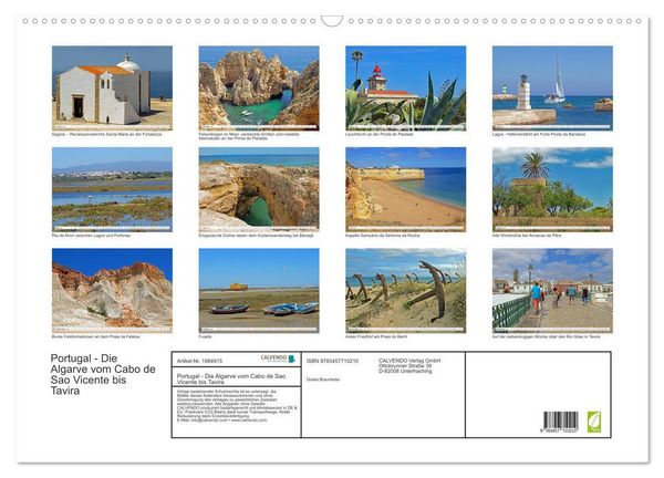 Produktbild: Portugal - Die Algarve vom Cabo de Sao Vicente bis Tavira (Wandkalender 2026 DIN A2 quer), CALVENDO Monatskalender