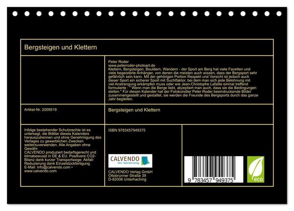 Produktbild: Bergsteigen und Klettern (Tischkalender 2026 DIN A5 quer), CALVENDO Monatskalender