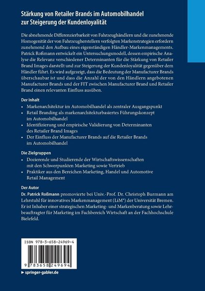 Produktbild: St&auml;rkung von Retailer Brands im Automobilhandel zur Steigerung der Kundenloyalit&auml;t