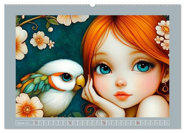 Produktbild: Vertr&auml;umte M&auml;dchen. Tiere, Blumen, Liebe. (hochwertiger Premium Wandkalender 2026 DIN A2 quer), Kunstdruck in Hochglanz