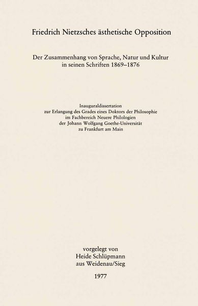 Produktbild: Friedrich Nietzsches &auml;sthetische Opposition