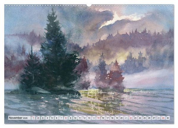 Produktbild: B&auml;ume in Aquarell (Wandkalender 2026 DIN A2 quer), CALVENDO Monatskalender