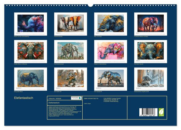 Produktbild: Elefantastisch (hochwertiger Premium Wandkalender 2026 DIN A2 quer), Kunstdruck in Hochglanz