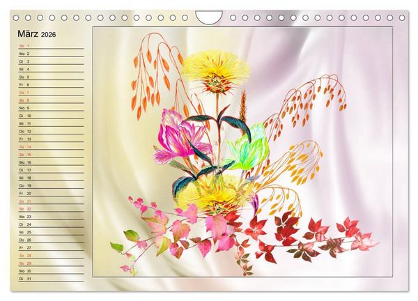 Produktbild: Blumen-Zeichnungen (Wandkalender 2026 DIN A4 quer), CALVENDO Monatskalender