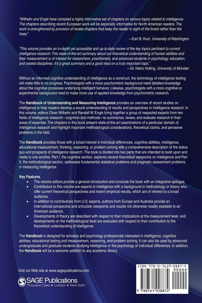 Produktbild: Handbook of Understanding and Measuring Intelligence