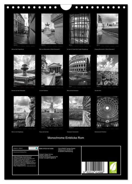 Produktbild: Monochrome Einblicke Rom (Wandkalender 2026 DIN A4 hoch), CALVENDO Monatskalender