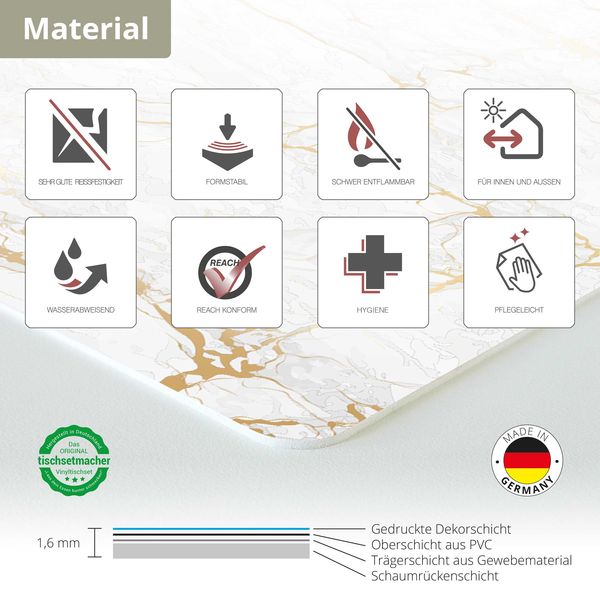 Produktbild: Tischsetmacher Tischsets Wei&szlig;er Marmor mit Goldadern, aus hochwertigem Vinyl (4 St&uuml;ck), 44 x 32 cm
