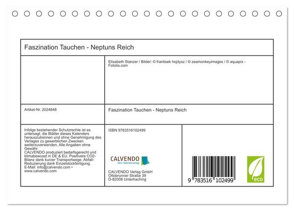 Produktbild: Faszination Tauchen - Neptuns Reich (Tischkalender 2026 DIN A5 quer), CALVENDO Monatskalender