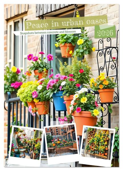 Produktbild: Peace in urban oases - Snapshots between concrete and blossom (Wall Calendar 2026 DIN A4 portrait), CALVENDO 12 Month Wall Calendar