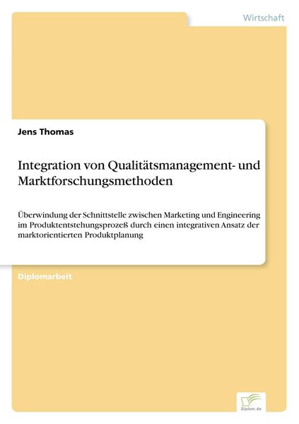 Produktbild: Integration von Qualit&auml;tsmanagement- und Marktforschungsmethoden