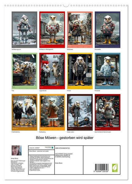 Produktbild: B&ouml;se M&ouml;wen - gestorben wird sp&auml;ter (hochwertiger Premium Wandkalender 2027 DIN A2 hoch), Kunstdruck in Hochglanz