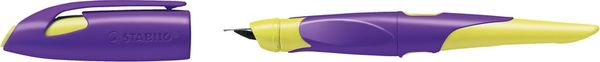 Ergonomischer Schulfüller für Rechtshänder mit Anfänger-Feder A - STABILO EASYbirdy in violett/gelb - Einzelstift - inkl