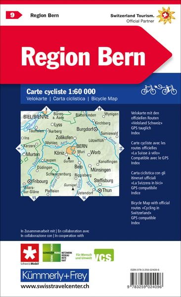 Produktbild: K&uuml;mmerly+Frey Velokarte 9 Region Bern 1:60.000