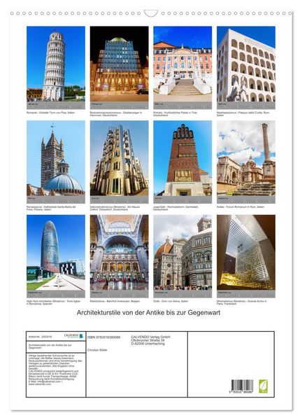Produktbild: Architekturstile von der Antike bis zur Gegenwart (Wandkalender 2026 DIN A2 hoch), CALVENDO Monatskalender