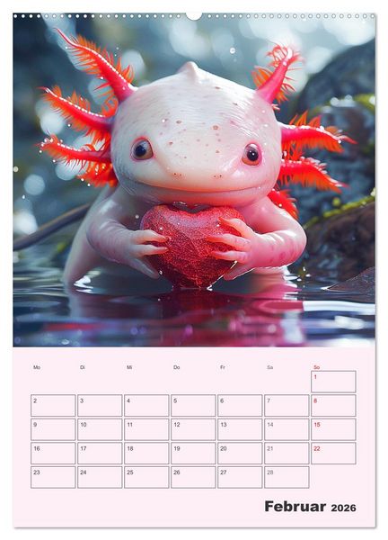 Produktbild: Axolotl. Lustiger Schwanzlurch mit Superkr&auml;ften (Wandkalender 2026 DIN A2 hoch), CALVENDO Monatskalender
