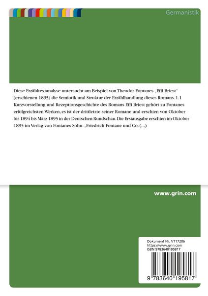 Produktbild: Erz&auml;hltextanalyse von Theodor Fontanes Effi Briest