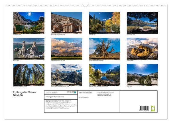 Produktbild: Entlang der Sierra Nevada (Wandkalender 2026 DIN A2 quer), CALVENDO Monatskalender