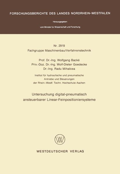 Produktbild: Untersuchung digital-pneumatisch ansteuerbarer Linear-Feinpositioniersysteme