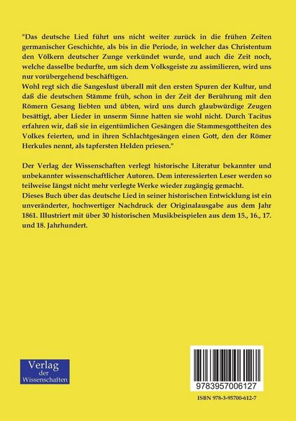 Produktbild: Das deutsche Lied in seiner historischen Entwicklung