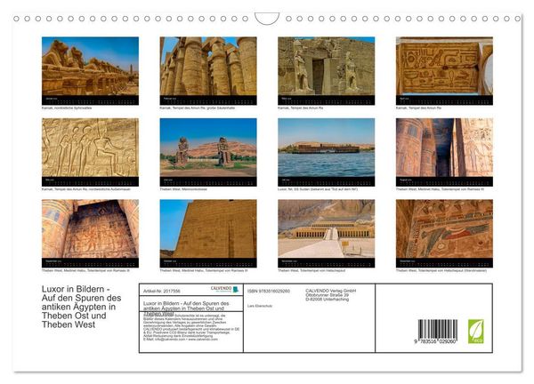 Produktbild: Luxor in Bildern - Auf den Spuren des antiken &Auml;gypten in Theben Ost und Theben West (Wandkalender 2026 DIN A3 quer), CALVENDO Monatskalender