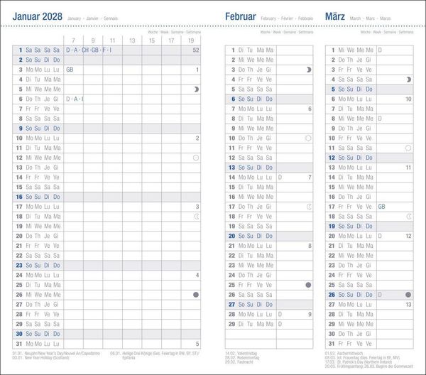 Produktbild: Monats-Taschenkalender, schwarz 2027