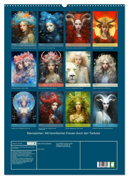 Produktbild: Sternzeichen. Mit himmlischen Frauen durch den Tierkreis (Wandkalender 2026 DIN A2 hoch), CALVENDO Monatskalender
