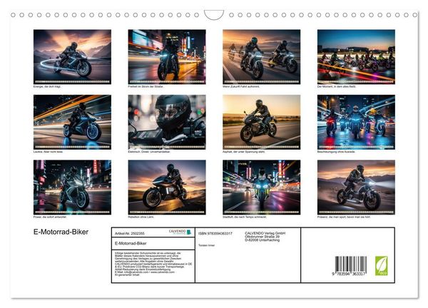 Produktbild: E-Motorrad-Biker (Wandkalender 2027 DIN A3 quer), CALVENDO Monatskalender