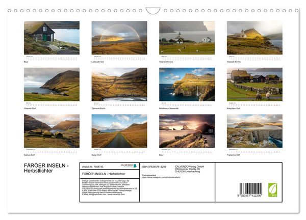 Produktbild: F&Auml;R&Ouml;ER INSELN - Herbstlichter (Wandkalender 2026 DIN A3 quer), CALVENDO Monatskalender