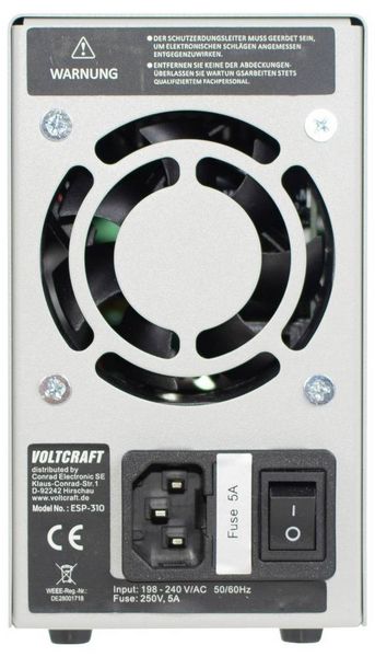 Produktbild: VOLTCRAFT ESP-310 Labornetzger&auml;t, einstellbar 0 - 30 0 - 10 A 300 W Steckanschluss 4 mm OVP Anzahl Ausg&auml;nge 1 x
