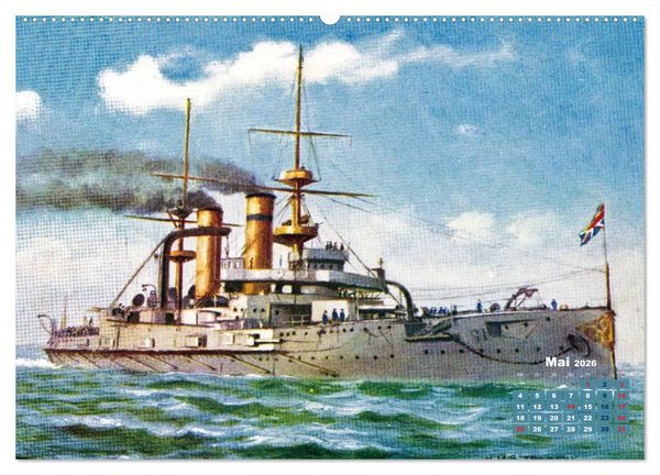 Produktbild: Fregatten, Kreuzer, Panzerschiffe &ndash; historische Karten von Kriegsschiffen (Wandkalender 2026 DIN A2 quer), CALVENDO Monatskalender