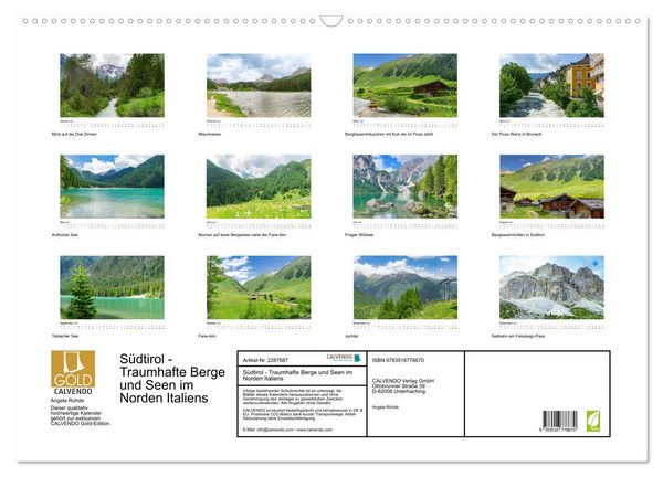 Produktbild: S&uuml;dtirol - Traumhafte Berge und Seen im Norden Italiens (Wandkalender 2027 DIN A2 quer), CALVENDO Monatskalender