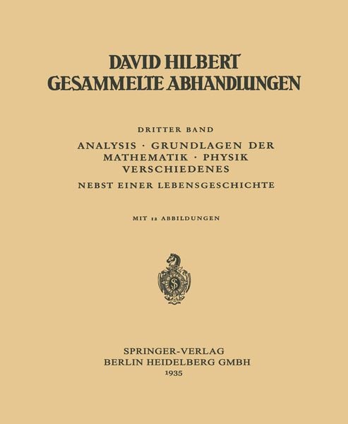 Produktbild: Dritter Band: Analysis &middot; Grundlagen der Mathematik &middot; Physik Verschiedenes