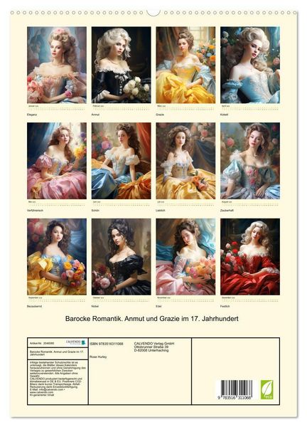 Produktbild: Barocke Romantik. Anmut und Grazie im 17. Jahrhundert (hochwertiger Premium Wandkalender 2026 DIN A2 hoch), Kunstdruck in Hochglanz