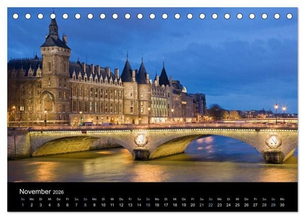 Produktbild: Paris bei Nacht 2026 (Tischkalender 2026 DIN A5 quer), CALVENDO Monatskalender