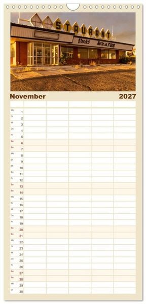 Produktbild: Familienplaner 2027 - Wo der Wind Wohnt, Amerikas Lost Places mit 5 Spalten (Wandkalender, 21 x 45 cm) CALVENDO