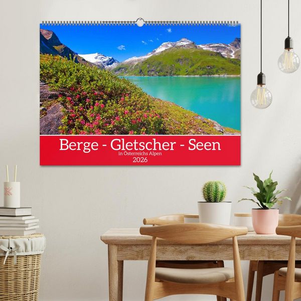 Produktbild: Berge - Gletscher - Seen (Wandkalender 2026 DIN A2 quer), CALVENDO Monatskalender
