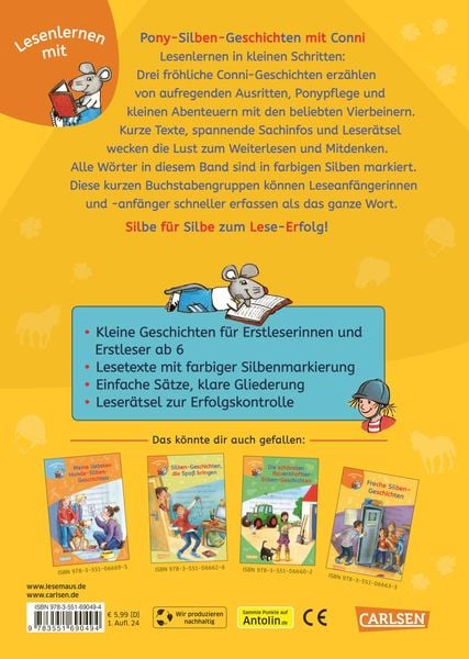 Produktbild: LESEMAUS zum Lesenlernen Sammelb&auml;nde: Pony-Silben-Geschichten mit Conni
