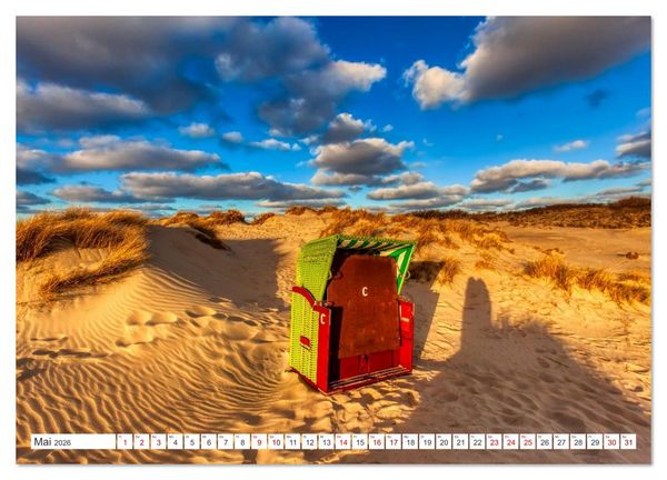 Produktbild: Strandk&ouml;rbe &ndash; Licht. Stille. Nordsee Borkum 2026 (Wandkalender 2026 DIN A2 quer), CALVENDO Monatskalender