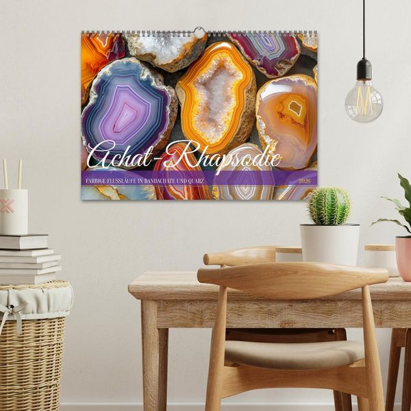 Produktbild: Achat-Rhapsodie - Farbige Flussl&auml;ufe in Bandachaten und Quarz (Wandkalender 2026 DIN A3 quer), CALVENDO Monatskalender